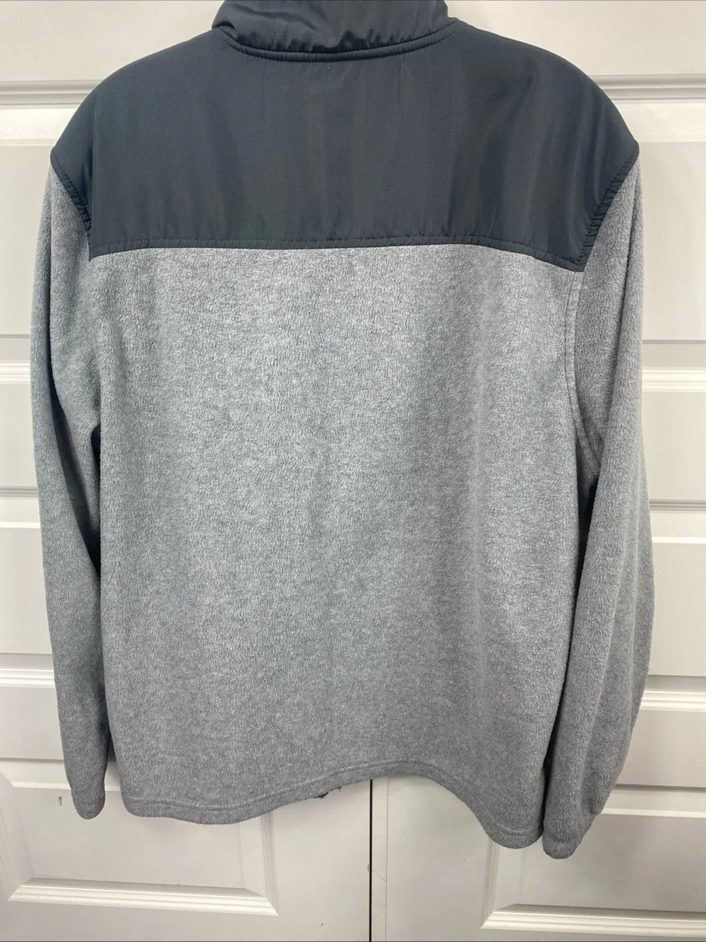 Starter Jacket Men Large Heather Gray Fleece Full Zip Mock Neck Bomber Sweater